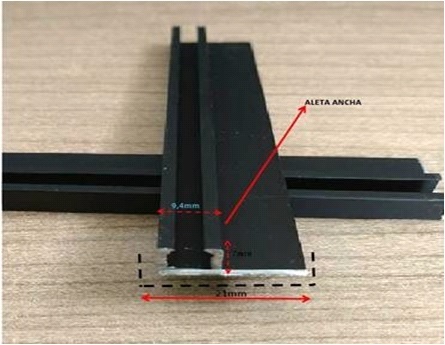 GUIA ALUMINIO TECHO PALA ANCHA NEGRA