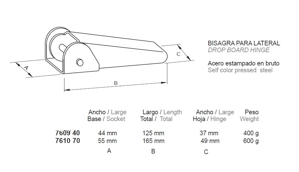 BISAGRA PARA LATERAL 125x44mm